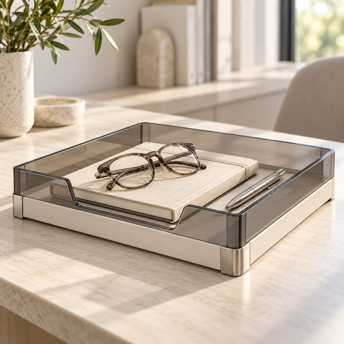 Livalwell® Smoked Acrylic Desktop Valet Tray