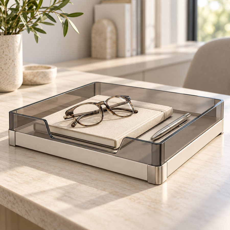 Livalwell® Smoked Acrylic Desktop Valet Tray