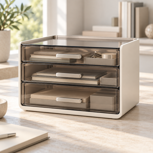 Livalwell® 3-Drawer Smoked Acrylic Desktop Organizer