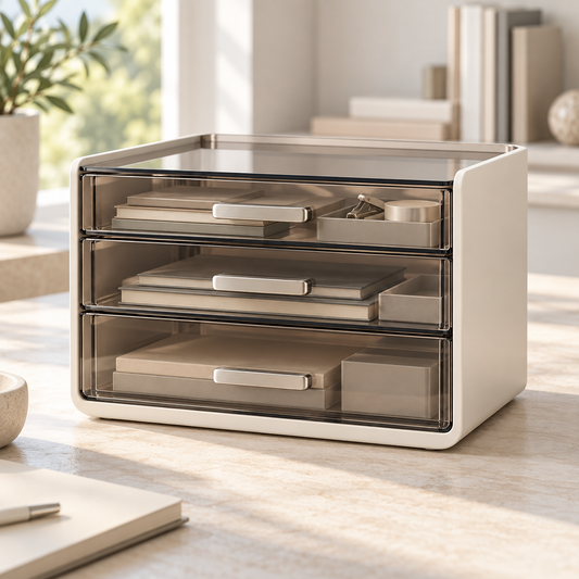 Livalwell® 3-Drawer Smoked Acrylic Desktop Organizer