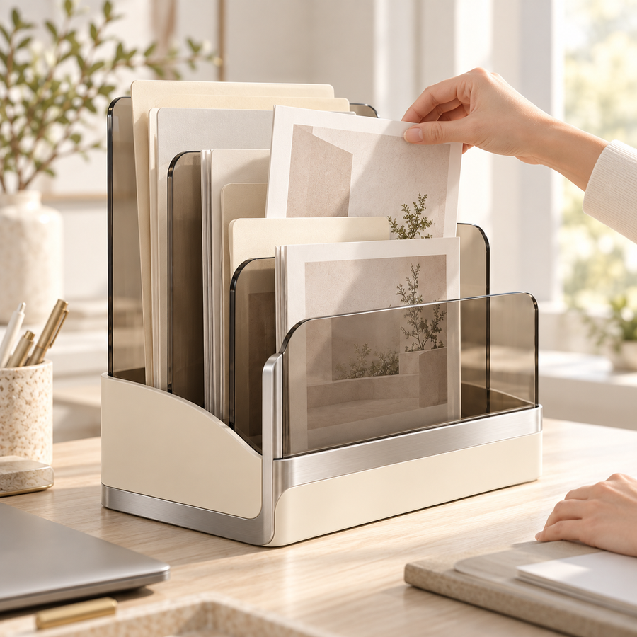 Livalwell® 5-Tier Smoked Acrylic File Organizer