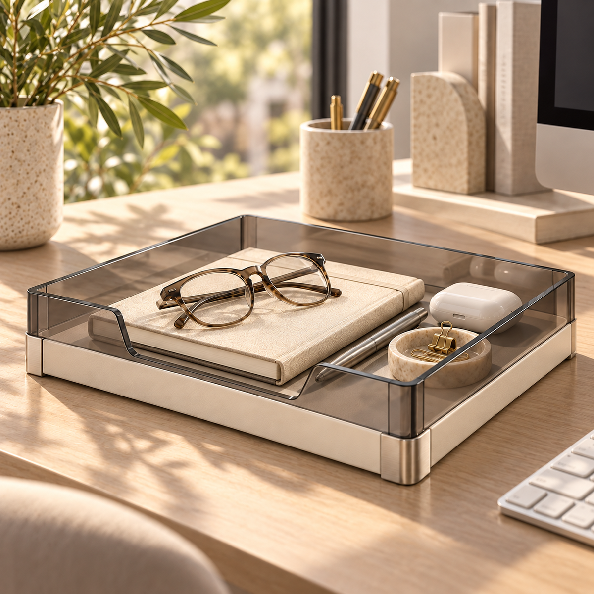 Livalwell® Smoked Acrylic Desktop Valet Tray