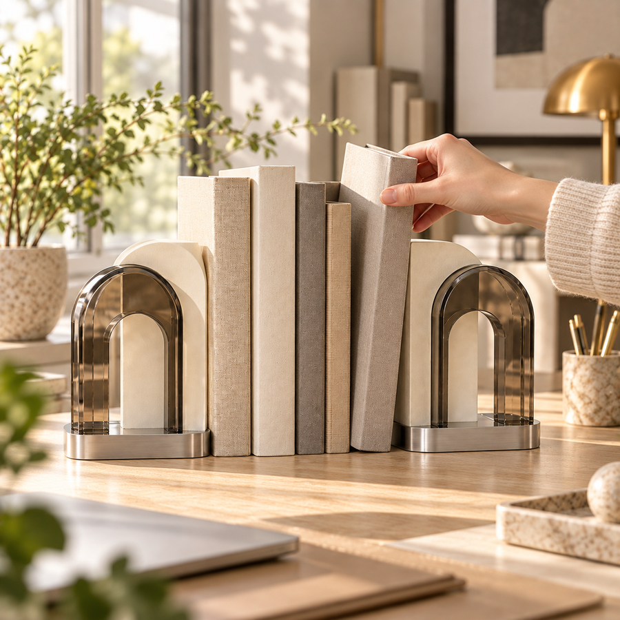 Livalwell® Modern Smoked Arch Bookends