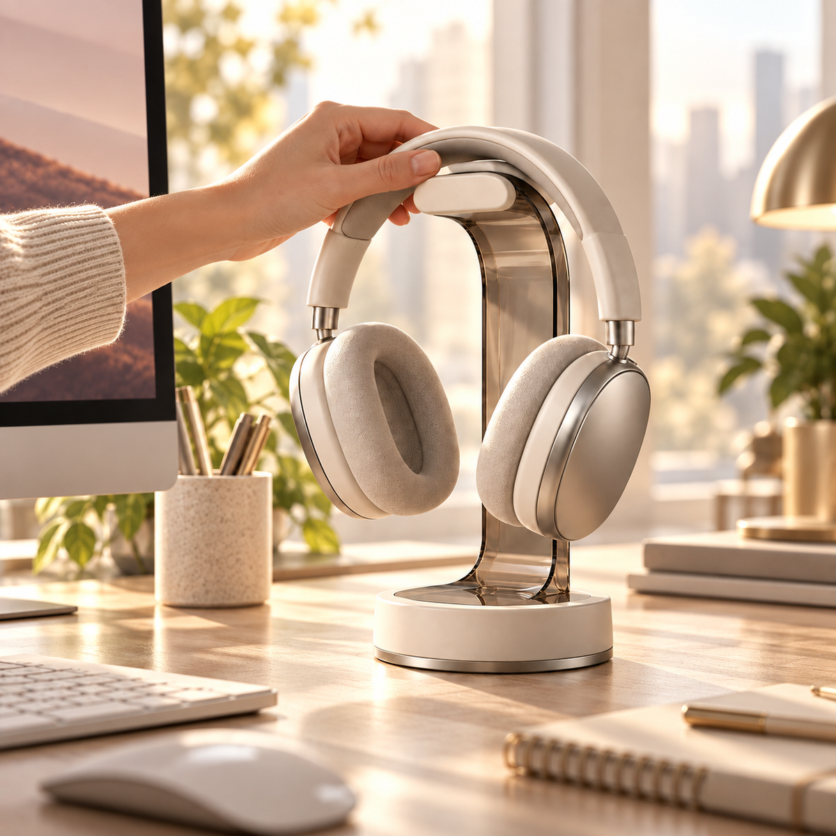 Livalwell® Modern Smoked Acrylic Headphone Stand