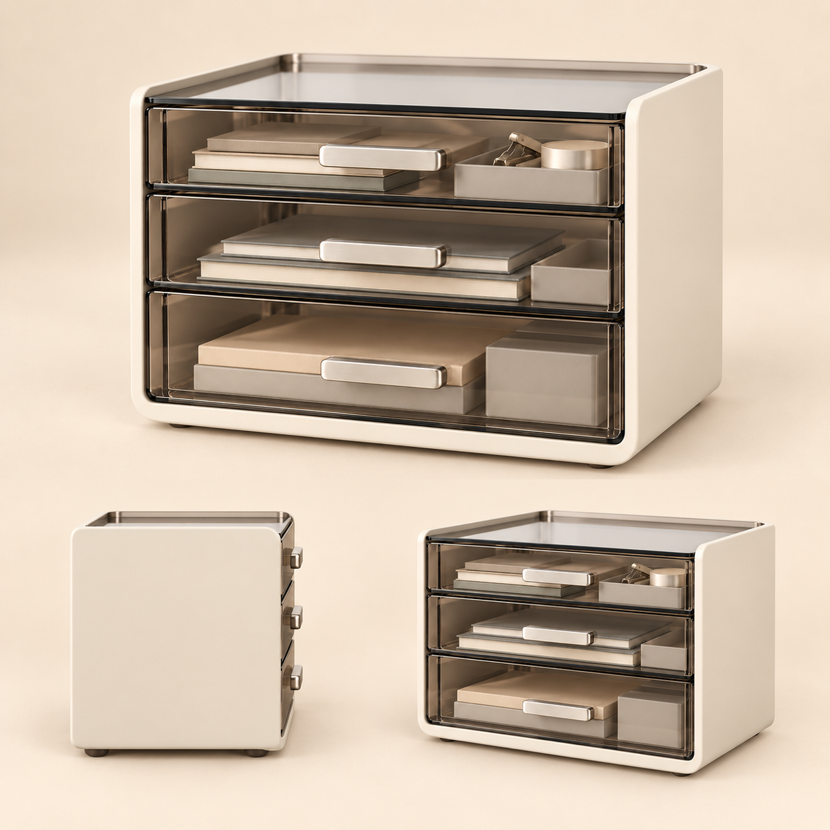Livalwell® 3-Drawer Smoked Acrylic Desktop Organizer