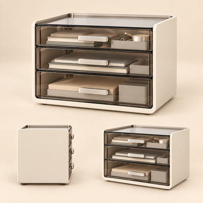 Livalwell® 3-Drawer Smoked Acrylic Desktop Organizer